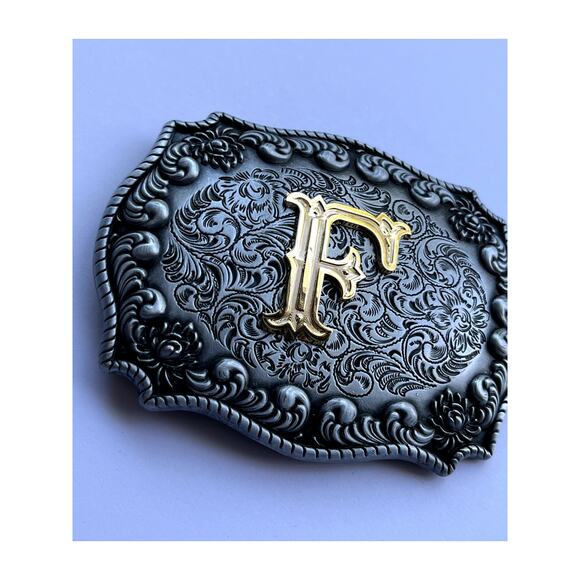 Initial F Letter F Belt Buckle - Picture 3 of 8